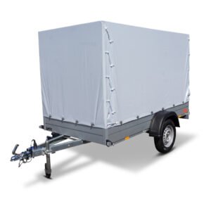 Anssems PKW Anhänger Tieflader Alu 750 kg, Ladefläche 2,51 x1,26 m - mit Planenaufbau 1,50 m