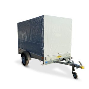 Humbaur PKW-Anhänger HA 752513 KV Alu 750kg Ladefläche 2,51x1,31m mit Klappe vorn m. Planenaufbau 1,50m Innenhöhe grau