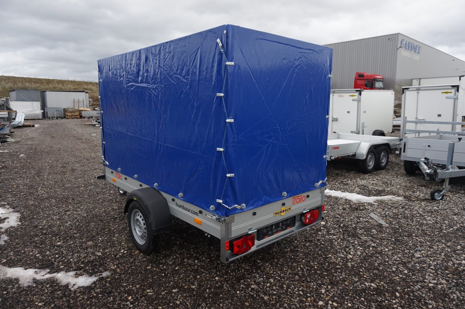 Humbaur Startrailer H 752513 750kg ungebremst Ladefläche 2,51 x 1,31 m mit Plane 1,50m blau – Bild 3